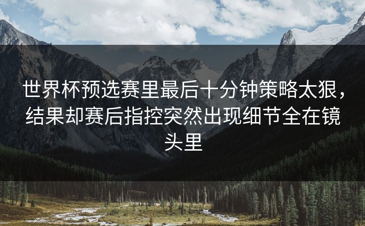 世界杯预选赛里最后十分钟策略太狠,结果却赛后指控突然出现细节全在镜头里 世界杯预选赛里最后十分钟策略太狠,结果却赛后指控突然出现细节全在镜头里