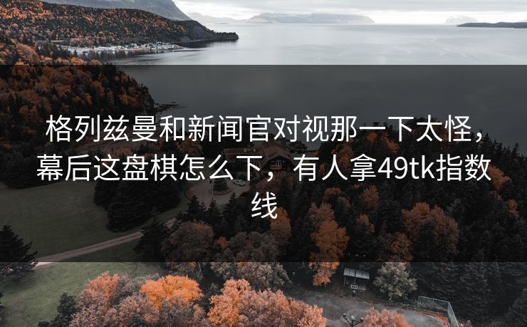 格列兹曼和新闻官对视那一下太怪，幕后这盘棋怎么下，有人拿49tk指数线