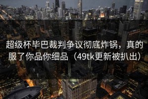 超级杯毕巴裁判争议彻底炸锅，真的服了你品你细品（49tk更新被扒出）