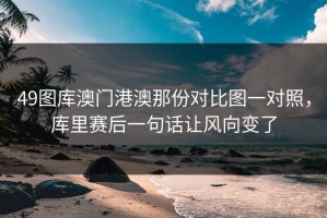 49图库澳门港澳那份对比图一对照，库里赛后一句话让风向变了