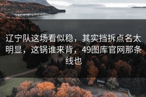 辽宁队这场看似稳，其实挡拆点名太明显，这锅谁来背，49图库官网那条线也
