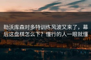 勒沃库森对多特训练风波又来了，幕后这盘棋怎么下？懂行的人一眼就懂