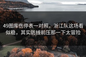 49图库伤停表一对照，浙江队这场看似稳，其实防线前压那一下太冒险