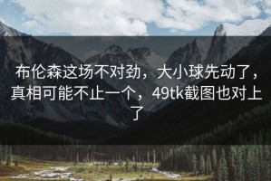 布伦森这场不对劲，大小球先动了，真相可能不止一个，49tk截图也对上了