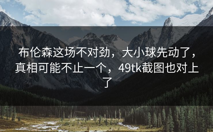 布伦森这场不对劲，大小球先动了，真相可能不止一个，49tk截图也对上了