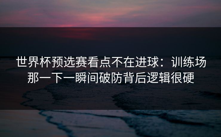 世界杯预选赛看点不在进球：训练场那一下一瞬间破防背后逻辑很硬