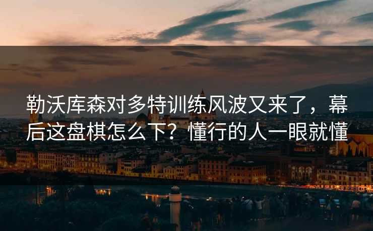 勒沃库森对多特训练风波又来了，幕后这盘棋怎么下？懂行的人一眼就懂