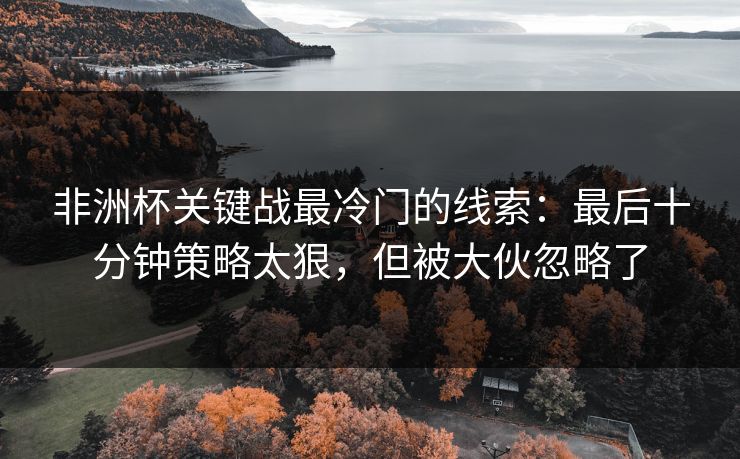 非洲杯关键战最冷门的线索:最后十分钟策略太狠,但被大伙忽略了 非洲杯关键战最冷门的线索:最后十分钟策略太狠,但被大伙忽略了