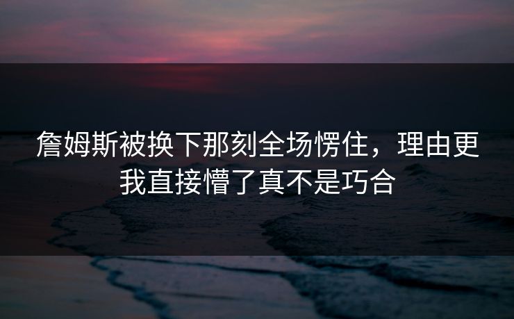 詹姆斯被换下那刻全场愣住，理由更我直接懵了真不是巧合